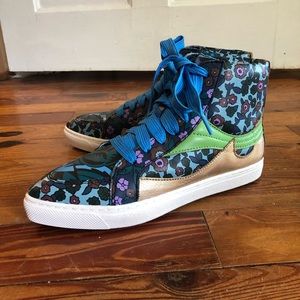 Coach Shoe Q8805 C203 Blue Pointy Toe Hi-Top